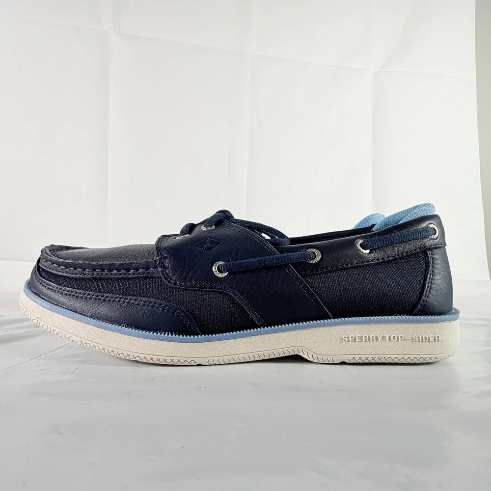 Sperry Surveyor 2-Eye Navy Blue Leather Boat Shoes Men's 12 W New in Box